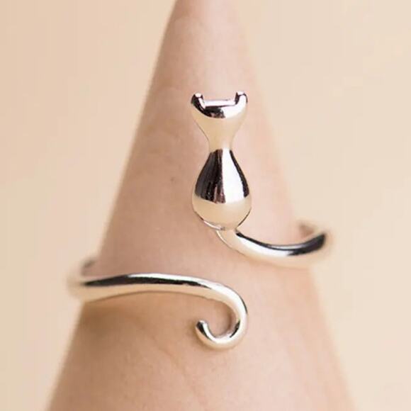 Silver Cat Ring Kitten Kitty Halloween Spooky Witch Christmas Birthday Gift NEW! - Picture 3 of 6